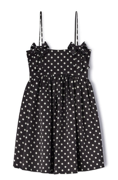 Printed Double Satin Mini Strap Dress - Black