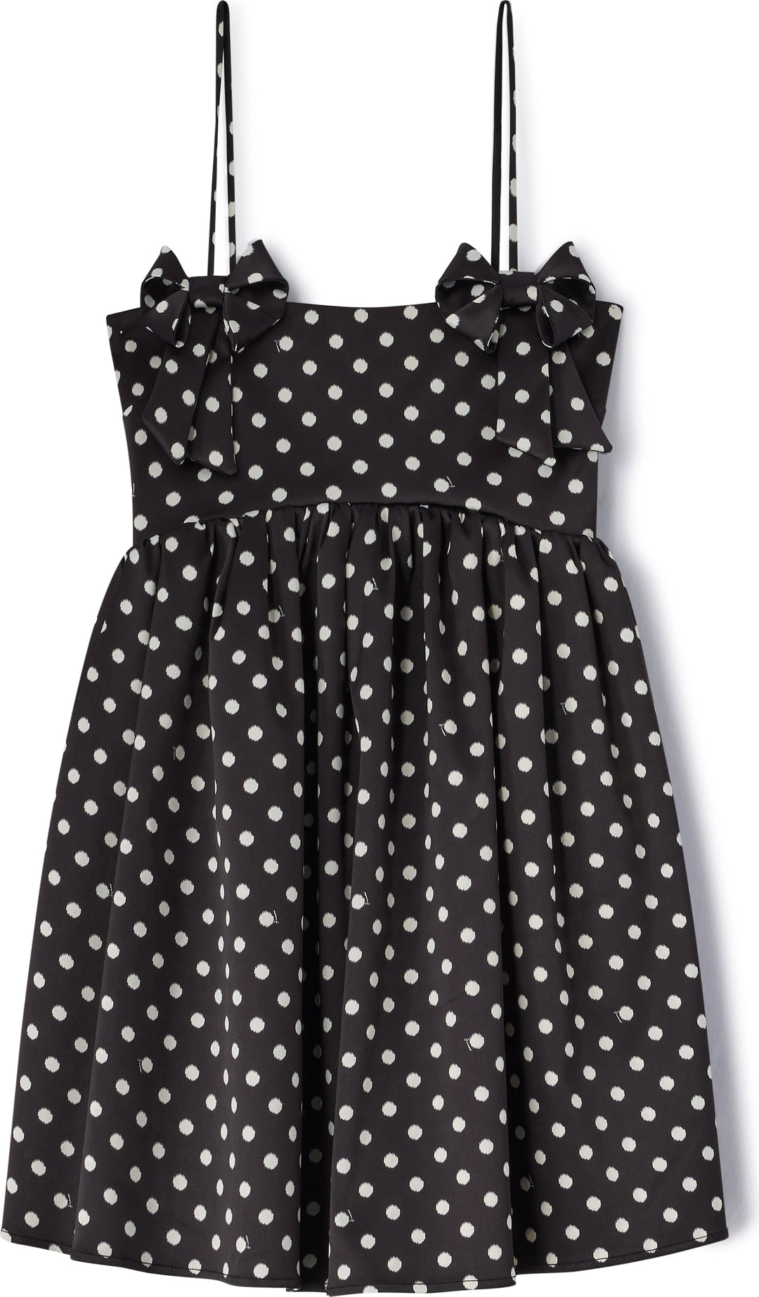 Printed Double Satin Mini Strap Dress - Black