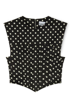 Printed Double Satin Corset Top - Black
