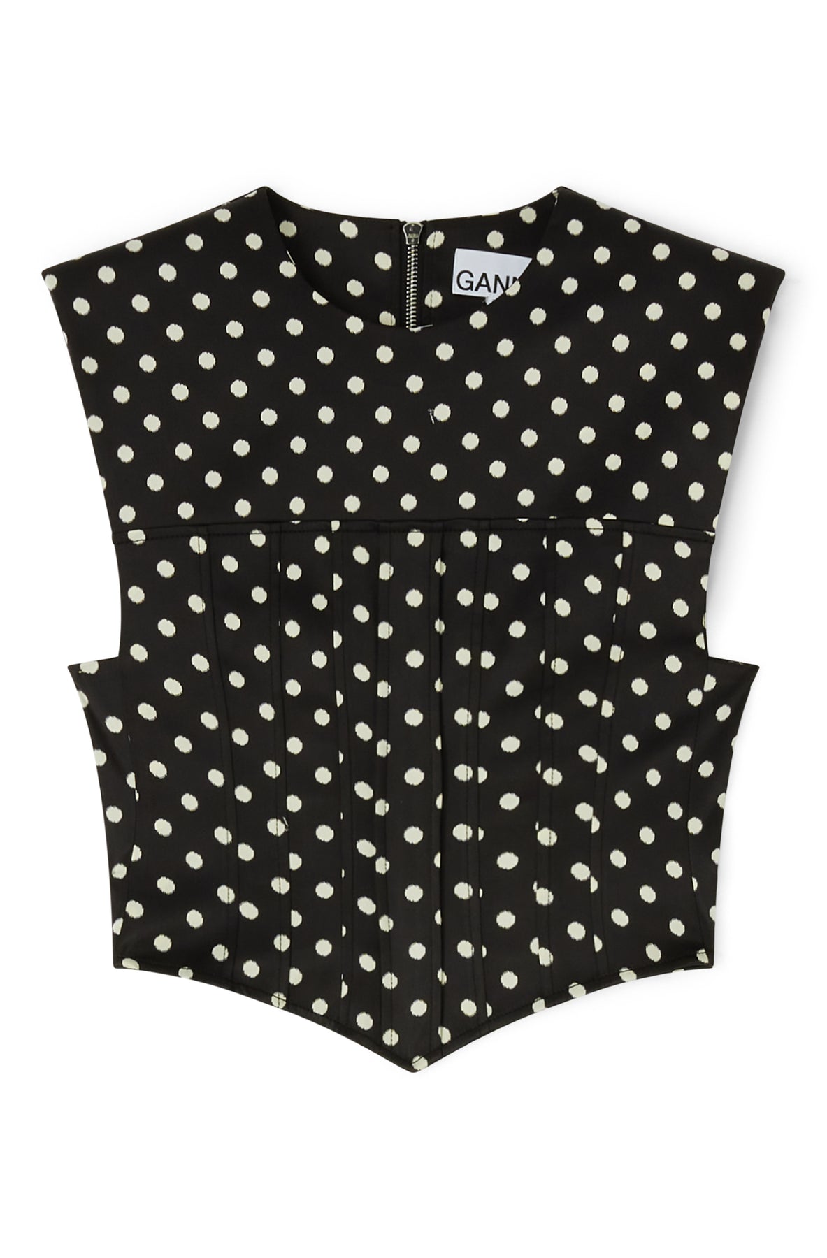 Printed Double Satin Corset Top - Black