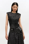Printed Double Satin Corset Top - Black