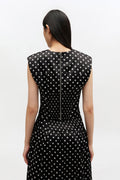 Printed Double Satin Corset Top - Black