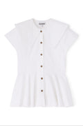 Stretch Cotton Peter Pan Collar Shirt - Bright White