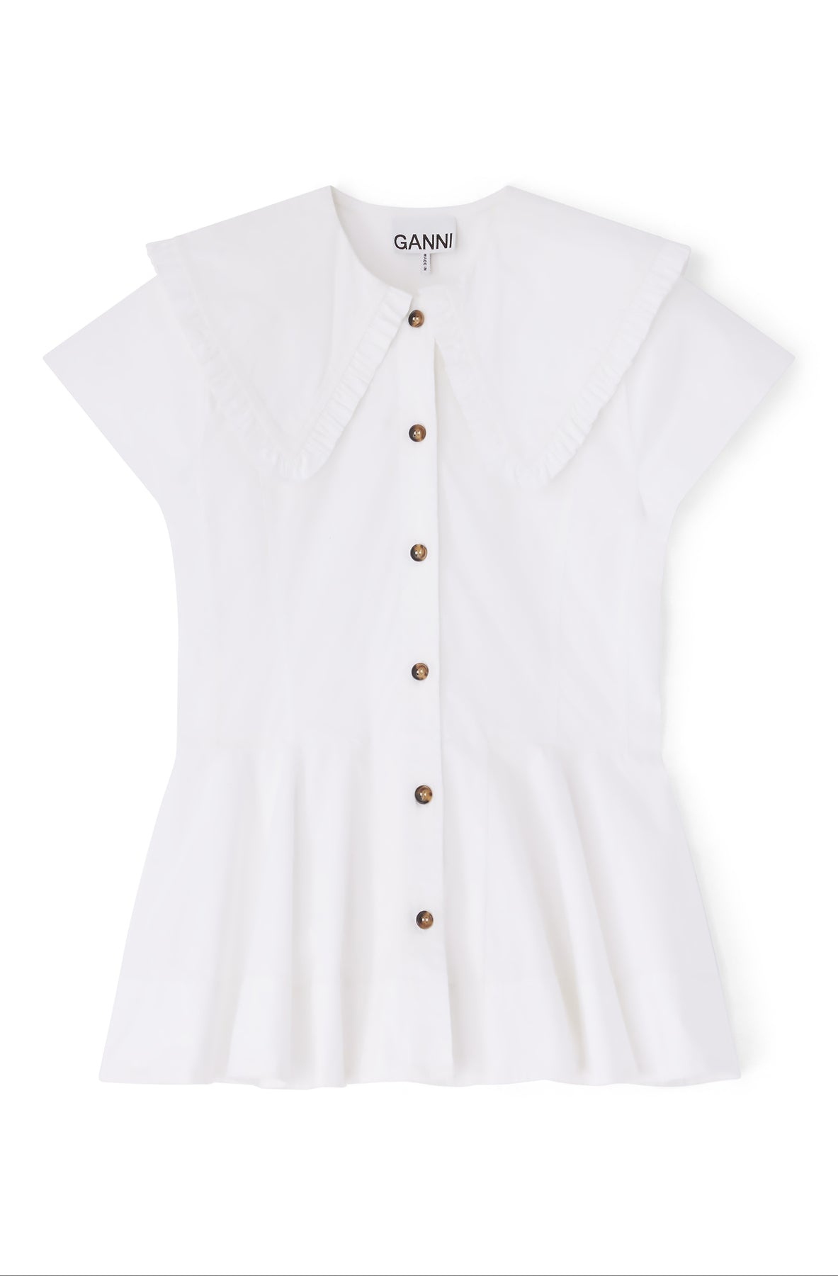 Stretch Cotton Peter Pan Collar Shirt - Bright White