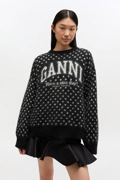 Heavy Brushed Alpaca Oversized Sweater - Black