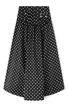 Printed Double Satin Corset Skirt - Black