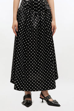 Printed Double Satin Corset Skirt - Black