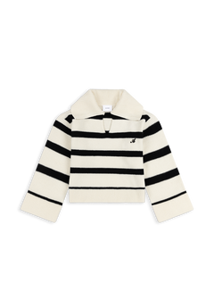 Clio Cropped Sweater - Black / Off White Stripe