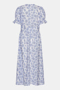 Adelic Long Ss Dress - Blue Dazzling Flower
