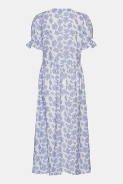 Adelic Long Ss Dress - Blue Dazzling Flower