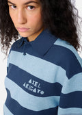 Frey Polo Sweater - Navy/Light Blue