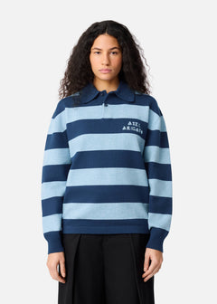 Frey Polo Sweater - Navy/Light Blue