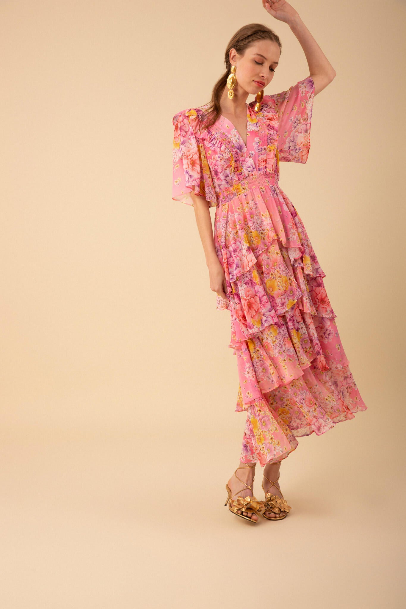 Freya Dress W Tiered Dress - Pink