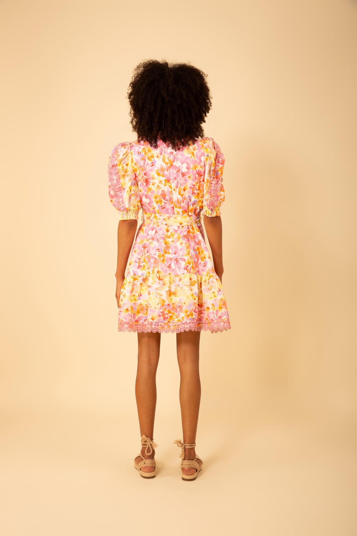 Hayden Linen Short Dress - Pink