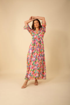 Ophelia Long Dress Silk-Rayo - Pink