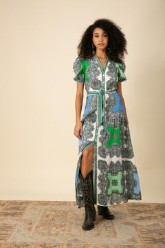 Elianna Maxi Dress Linen - Blue
