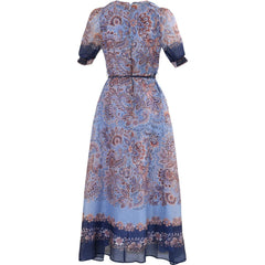 Aubrie Silk/Linen Longdress - Navy