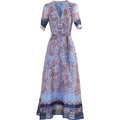 Aubrie Silk/Linen Longdress - Navy
