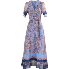 Aubrie Silk/Linen Longdress - Navy