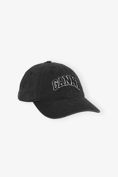 Washed Cotton Canvas Cap Emb - Black
