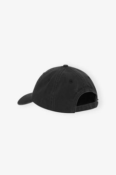 Washed Cotton Canvas Cap Emb - Black