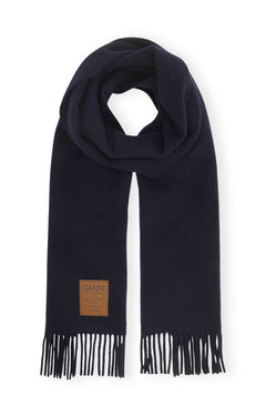 Double Face Wool Solid Scarf - Sky Captain