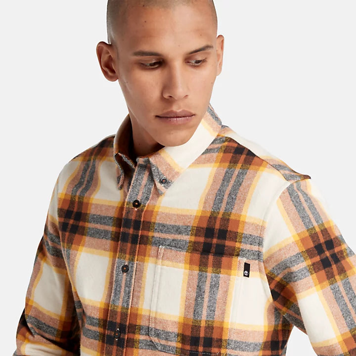 Ls Heavy Flannel Plaid Shirt Regular - White Smoke Yd