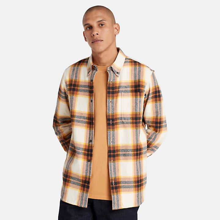 Ls Heavy Flannel Plaid Shirt Regular - White Smoke Yd