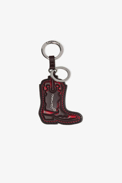Ganni Western Boot Keyring - Black/Dark Burgundy