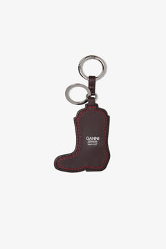Ganni Western Boot Keyring - Black/Dark Burgundy
