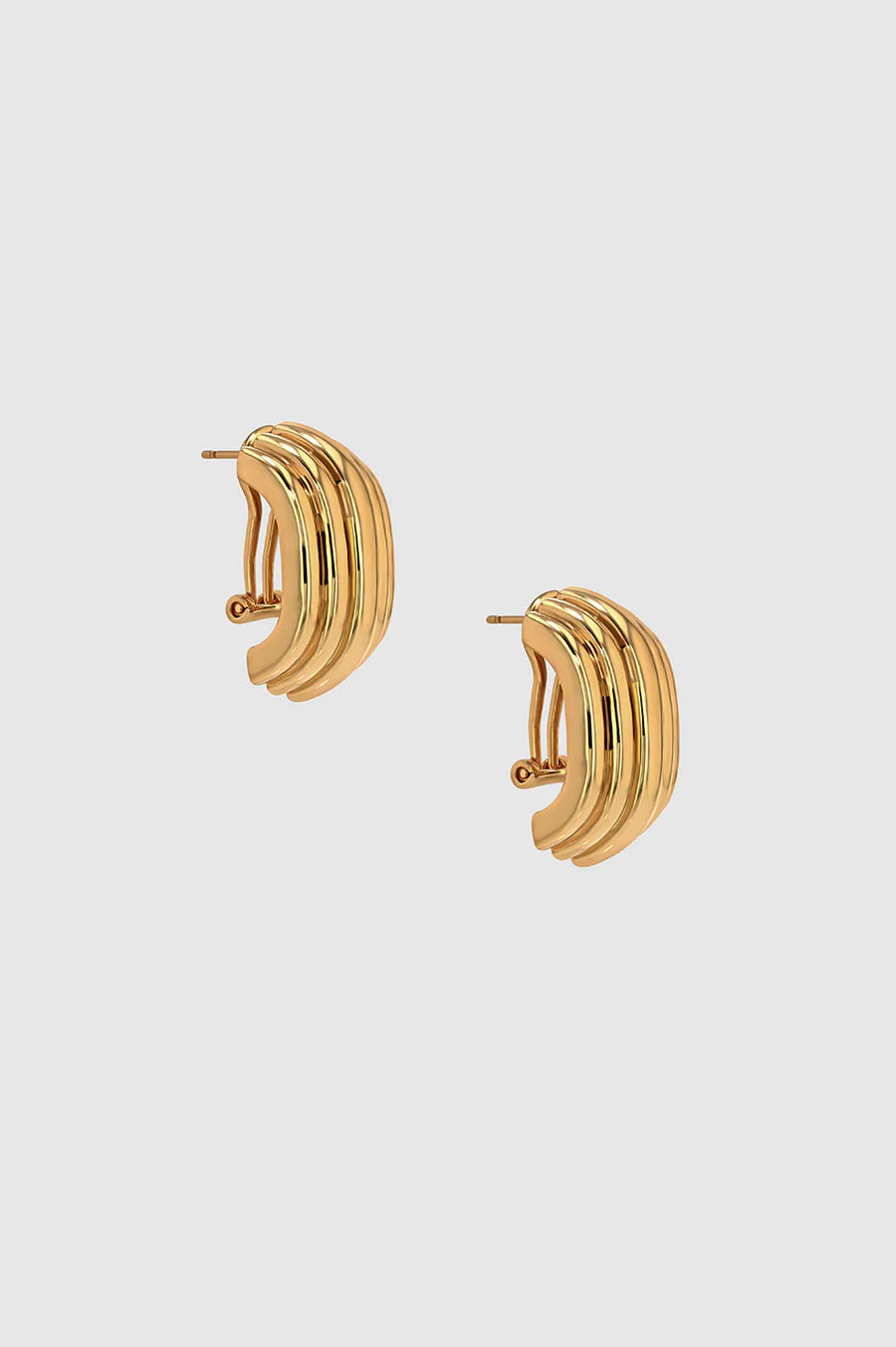 Chunky Ribbed Earrings - Gold