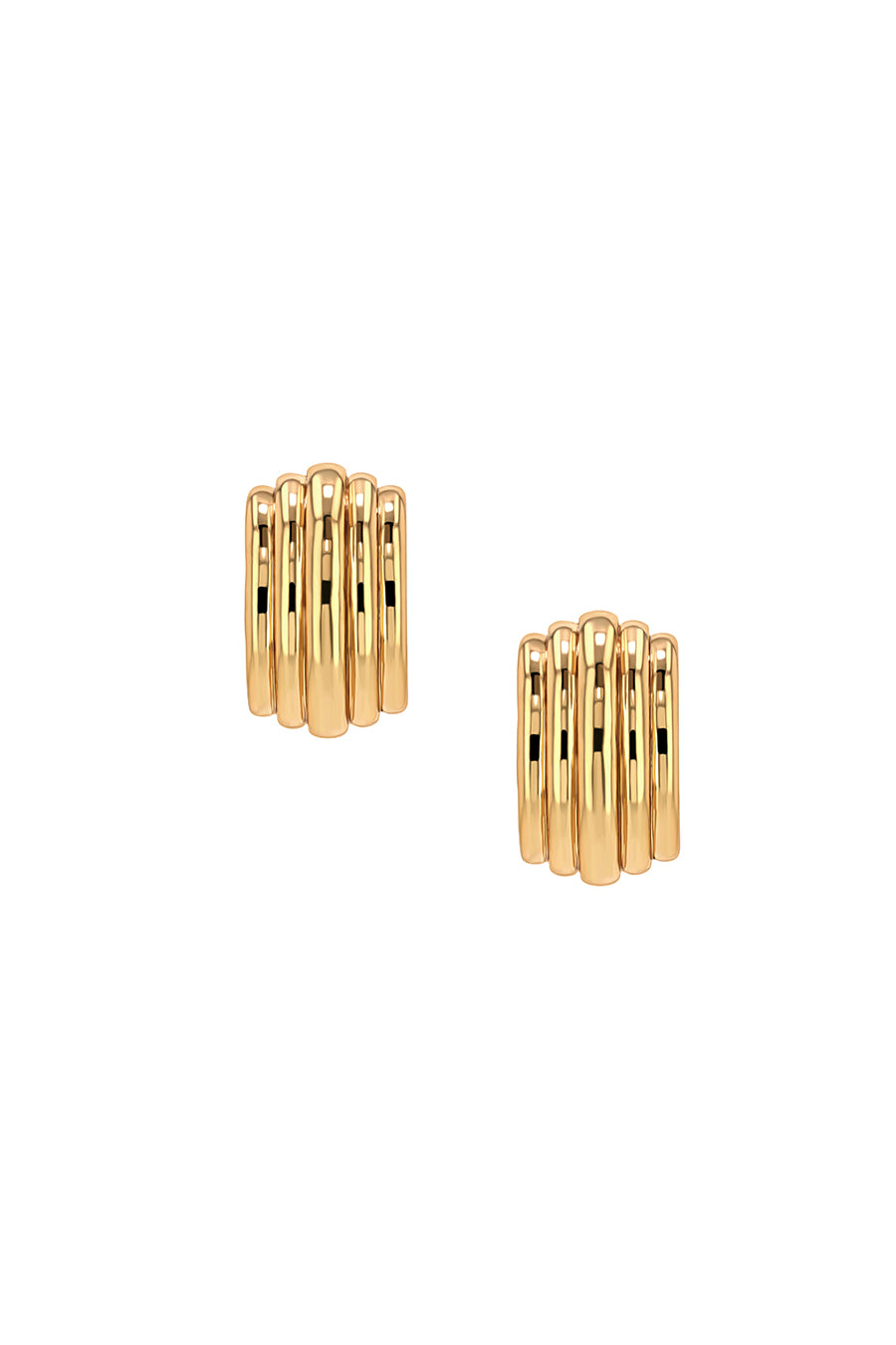 Chunky Ribbed Earrings - Gold