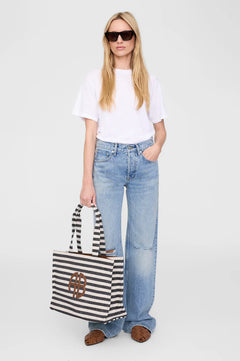 Lara Tote - Black And Natural Stripe