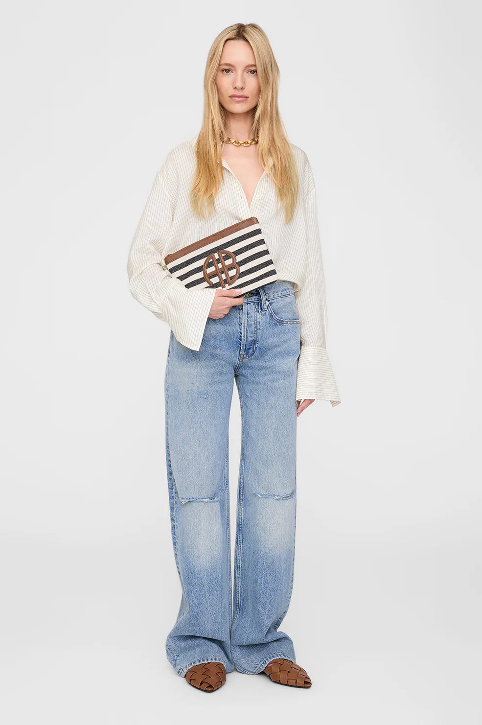 Lili Pouch - Black And Natural Stripe