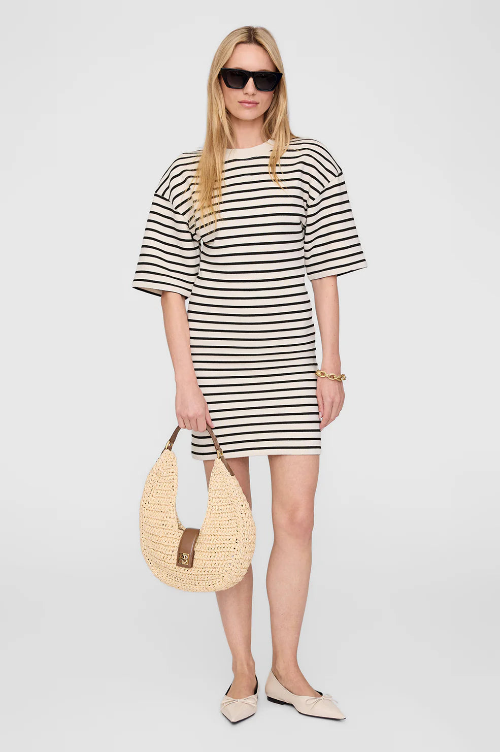 Mona Dress - Black Stripe French Terry