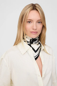 York Scarf - Ivory And Black Monogram