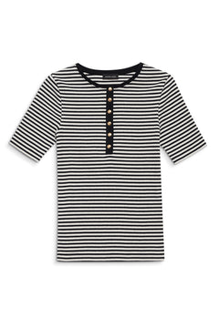 Alessia Tee - Cream And Black Stripe