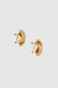Crossover Ribbed Earrings - Gold