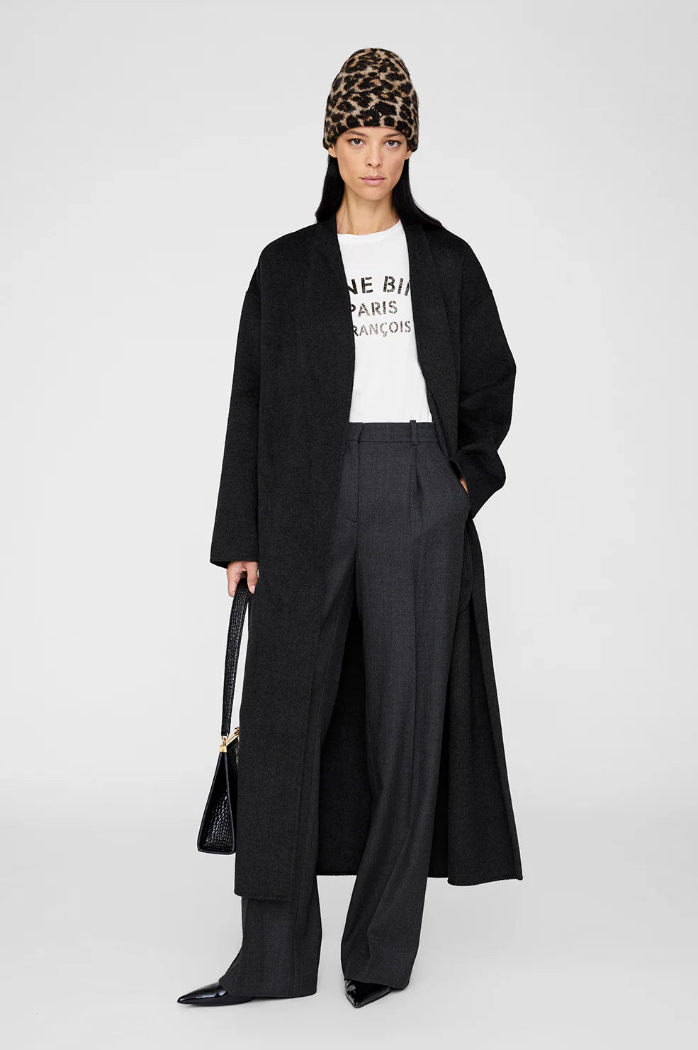 Elia Beanie - Black And Brown Leopard