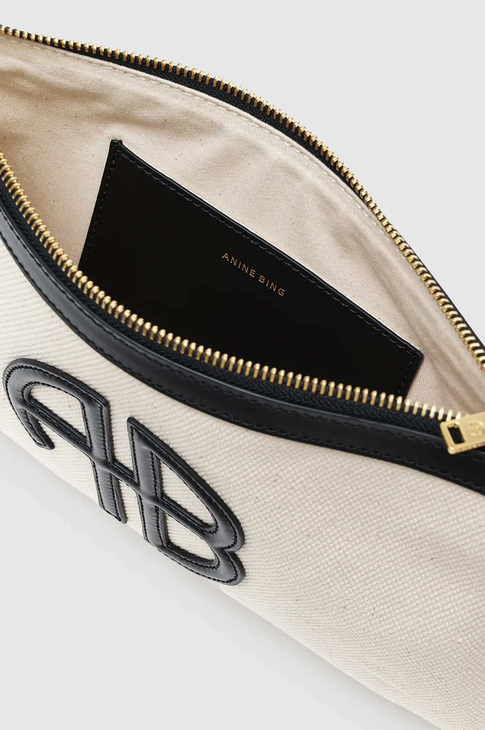 Lili Pouch - Natural Canvas With Black