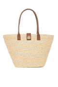 Lou Tote Monogram - Natural With Cognac