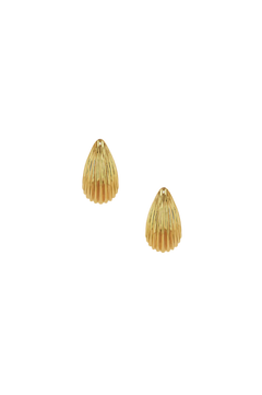Ribbed Drop Earrings - Gold