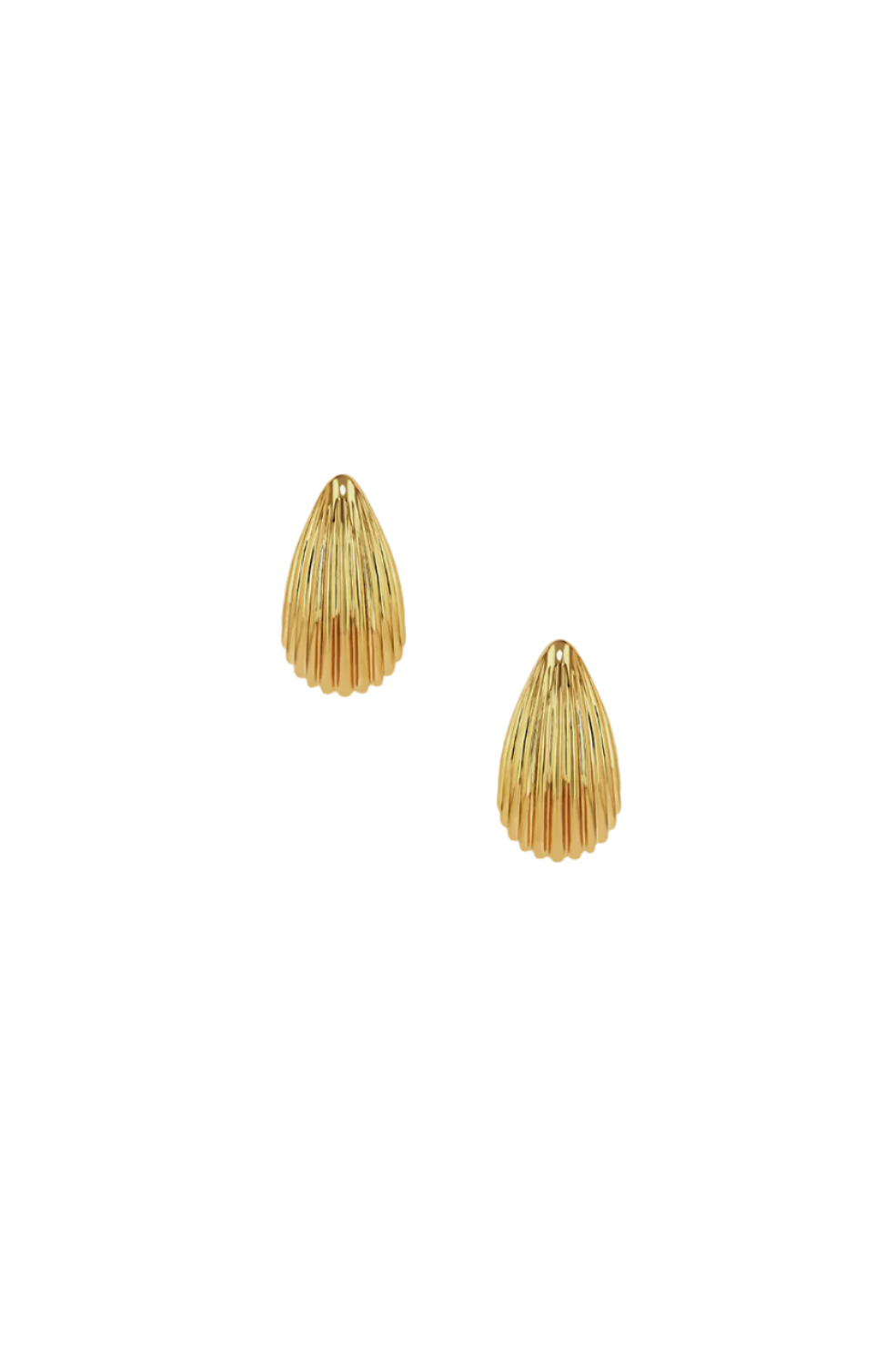 Ribbed Drop Earrings - Gold