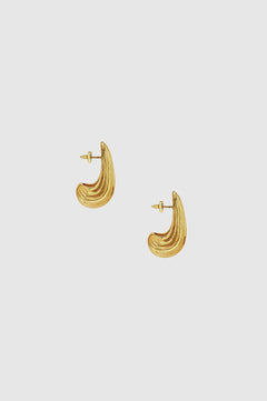 Ribbed Drop Earrings - Gold