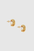 Small Crossover Ribbed Earrings - Gold