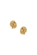 Small Crossover Ribbed Earrings - Gold