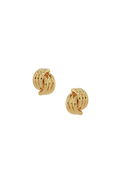 Small Crossover Ribbed Earrings - Gold