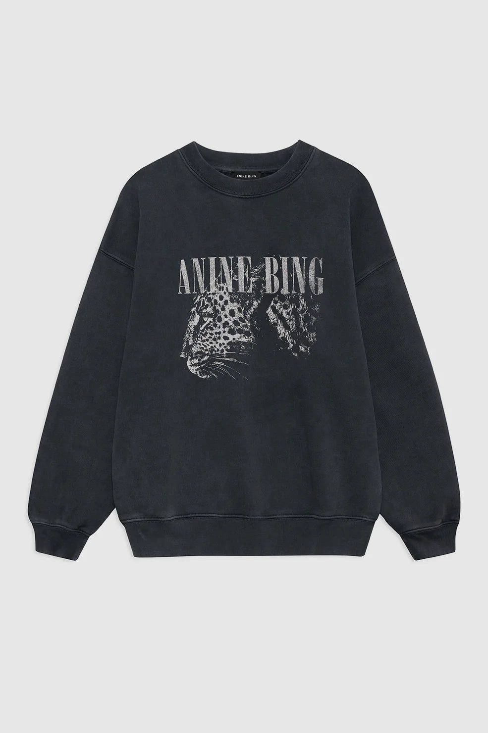 Spencer Sweatshirt Leopard - Washed Black