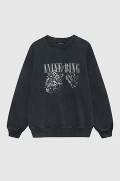 Spencer Sweatshirt Leopard - Washed Black