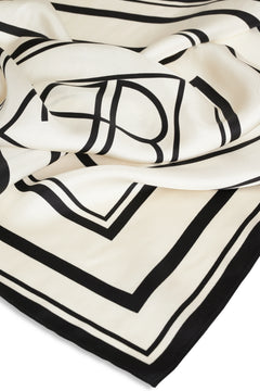 York Scarf - Ivory And Black Monogram